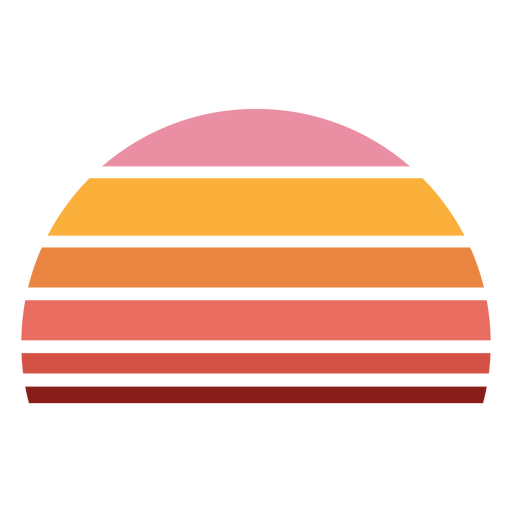 Atardecer retro semicírculo Diseño PNG