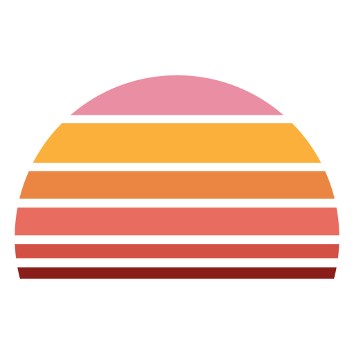 Retro-Sonnenuntergang im Halbkreis PNG-Design