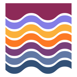 Pôr do sol retrô ondulado de forma quadrada Desenho PNG