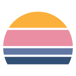 Retro sunset half circle shape
