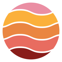 Pôr do sol retrô ondulado colorido Desenho PNG