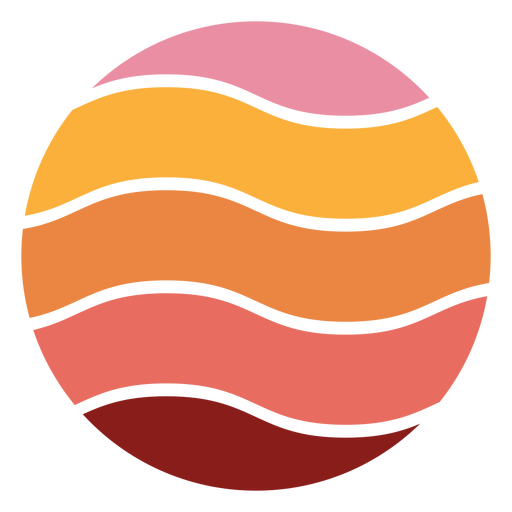 Puesta de sol retro ondulado colorido Diseño PNG