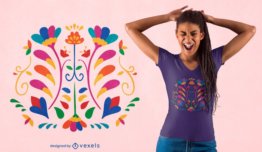 Flowers otomi decoration t-shirt design Flowers otomi decoration t-shirt design