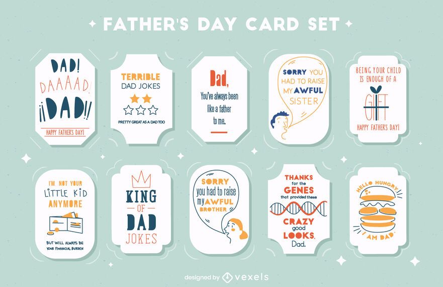 Fathers day funny quotes card set Fathers day funny quotes card set