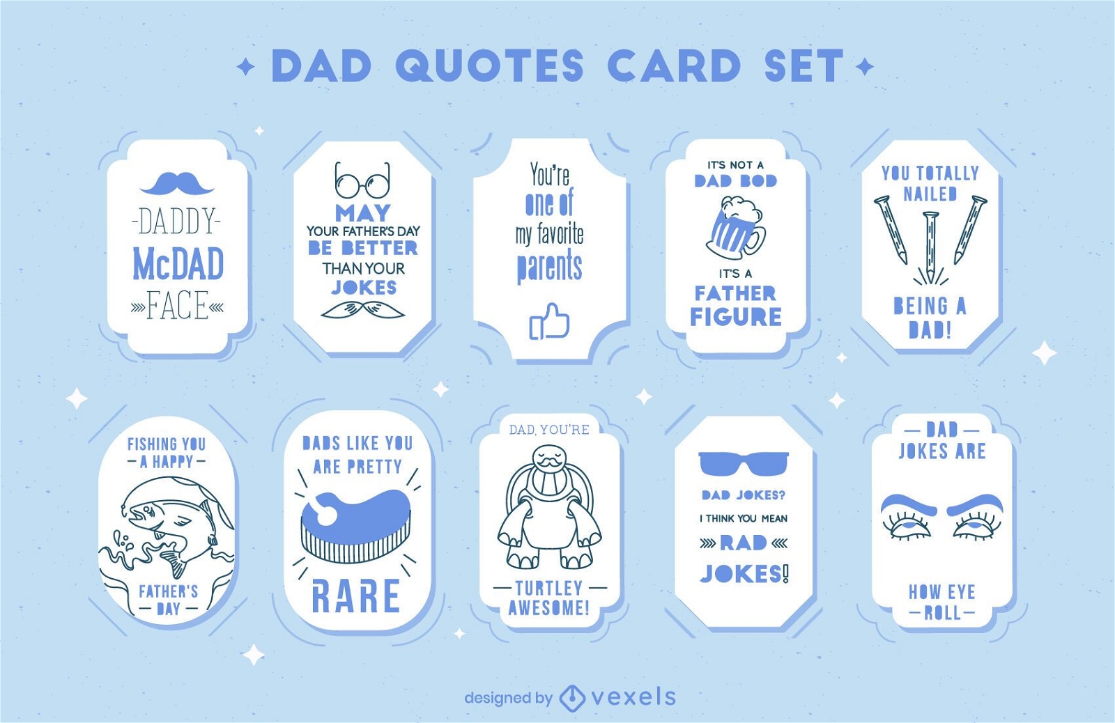 Fathers day funny dad quotes card set