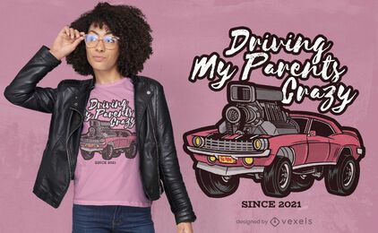 Diseño de camiseta divertida de cita de coche de niña Diseño de camiseta divertida de cita de coche de niña