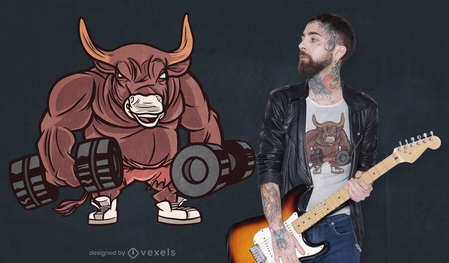 Diseño de camiseta de toro con mancuernas Diseño de camiseta de toro con mancuernas