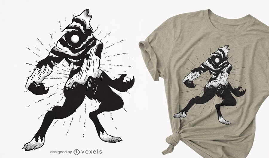Werewolf landscape t-shirt design Werewolf landscape t-shirt design
