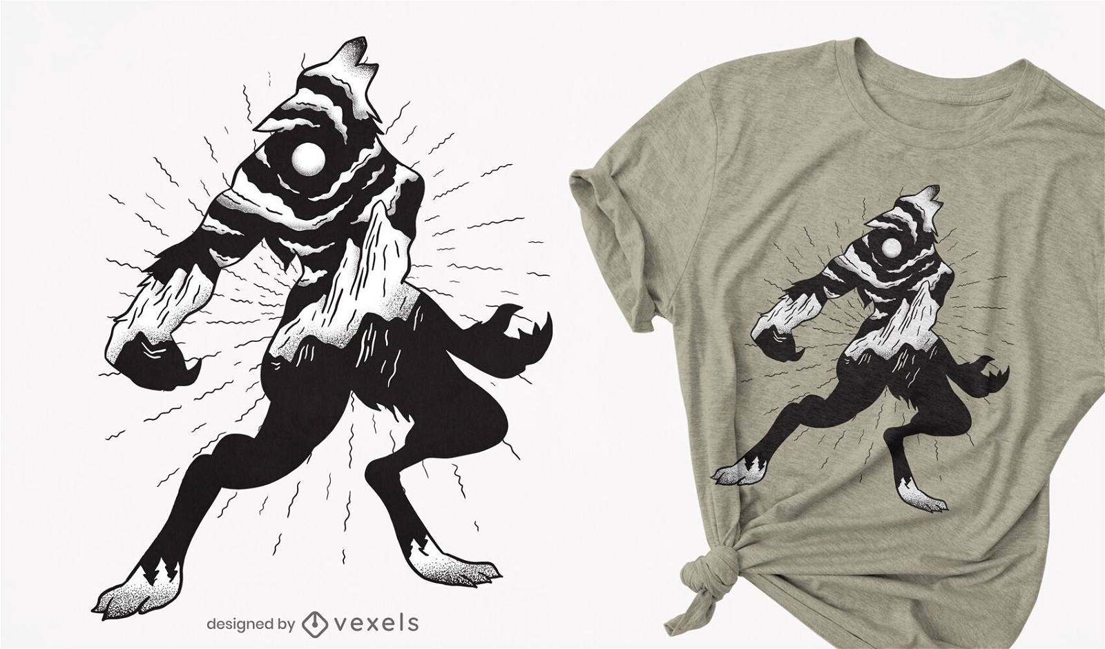Werwolf Landschaft T-Shirt Design