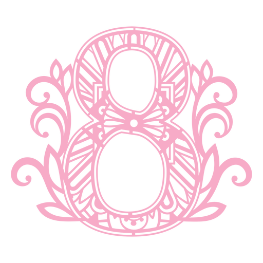 Number eight floral alphabet PNG Design