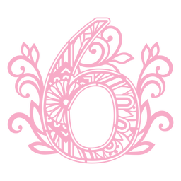 Number six floral alphabet PNG Design Transparent PNG