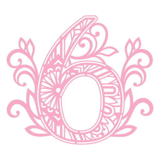 Number six floral alphabet PNG Design