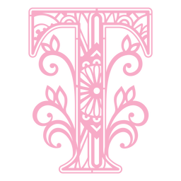T letter floral alphabet PNG Design