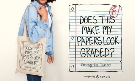 Graded papers tote bag design