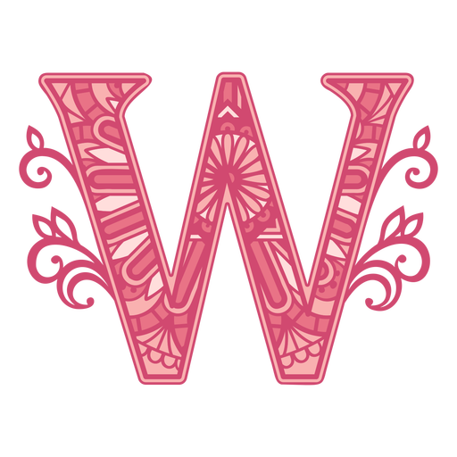 Letter W pink alphabet mandala PNG Design