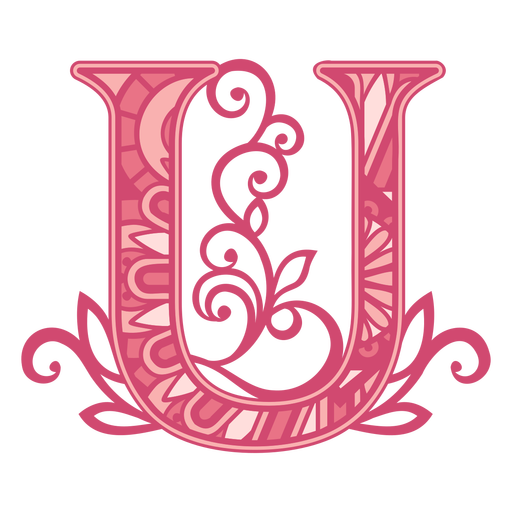 Letter U pink alphabet mandala