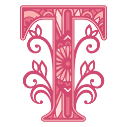 Letter T pink alphabet mandala PNG Design Transparent PNG