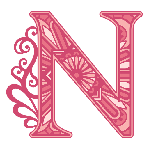 Pink letter N mandala alphabet PNG Design