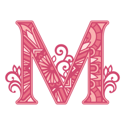 Pink letter M mandala alphabet PNG Design