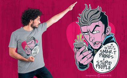 Hombre con diseño de camiseta de cita de teléfono inteligente Hombre con diseño de camiseta de cita de teléfono inteligente