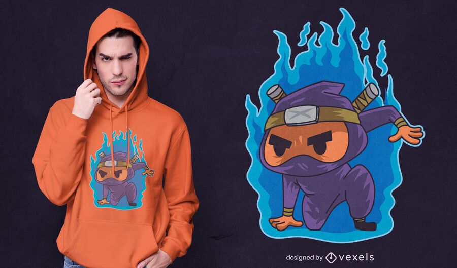 Design de camiseta do Ninja pegando fogo Design de camiseta do Ninja pegando fogo