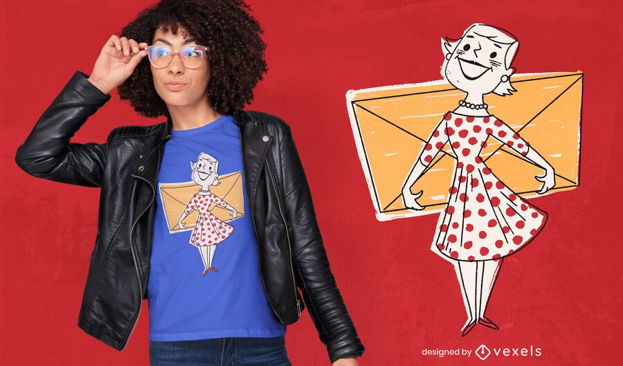 Woman with envelope t-shirt design Woman with envelope t-shirt design