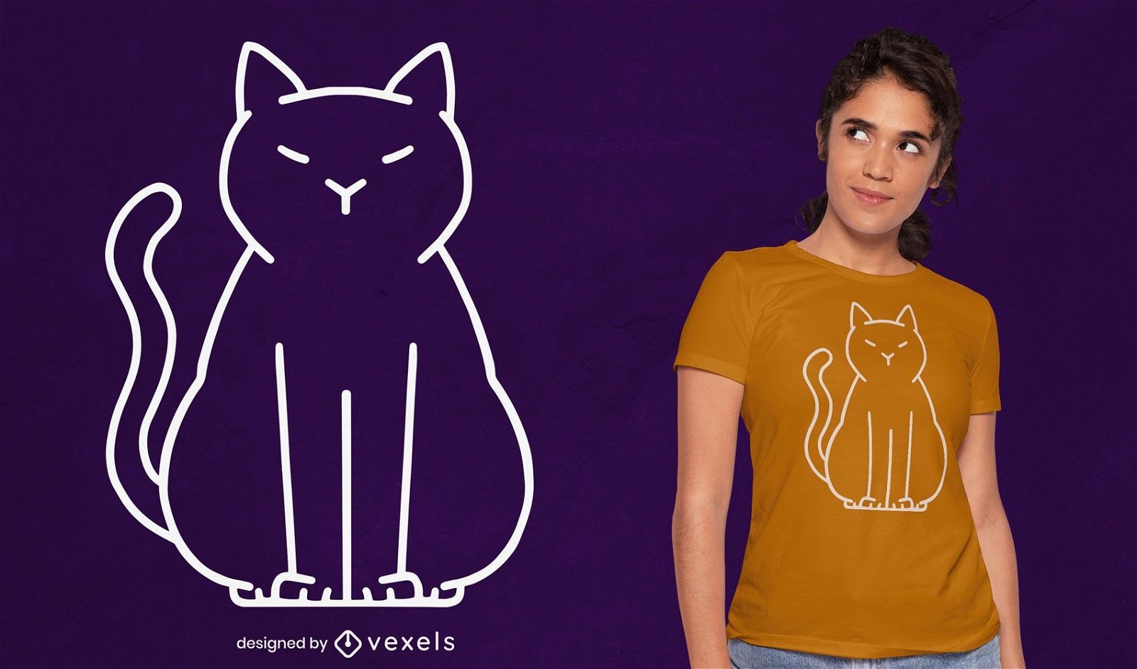 Design minimalista de t-shirt de gato