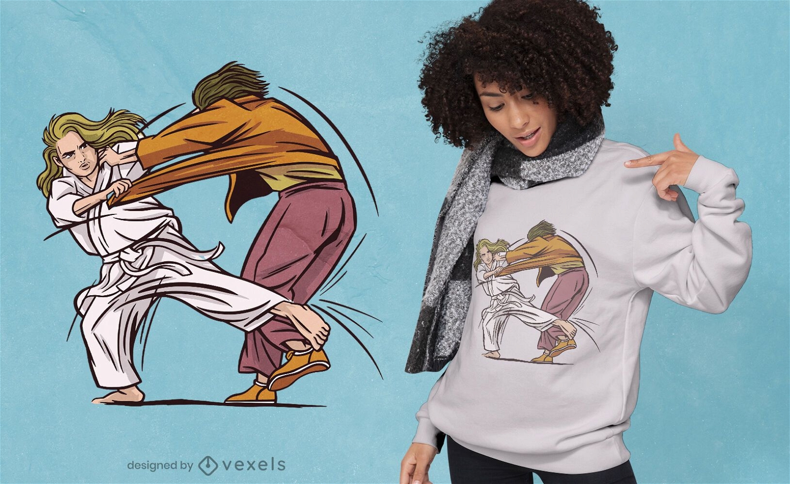 Diseño de camiseta de mujer judo.