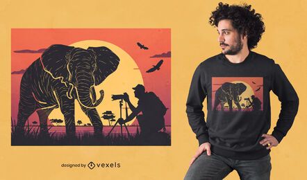 Diseño de camiseta de fotografía de elefante. Diseño de camiseta de fotografía de elefante.