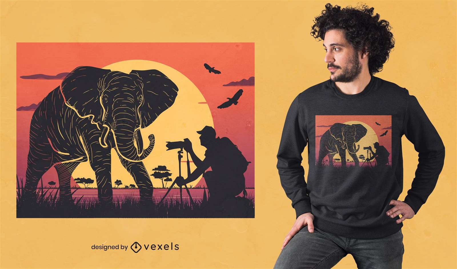 Design de t-shirt de fotografia de elefante