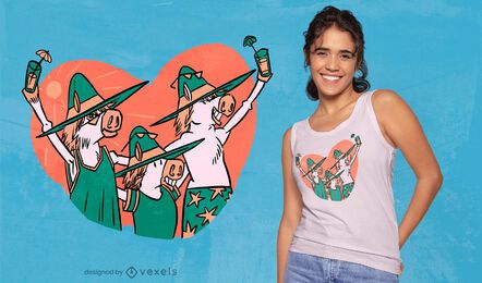 Ponis de verano con diseño de camiseta de cócteles.