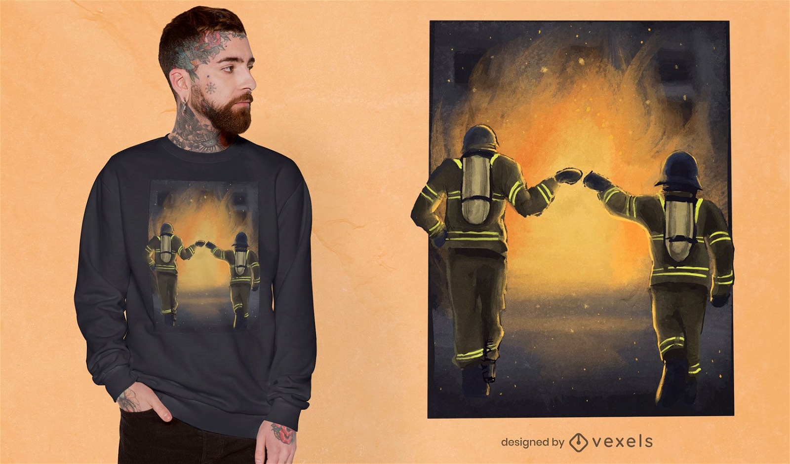 Feuerwehrmann Fauststoß T-Shirt Design