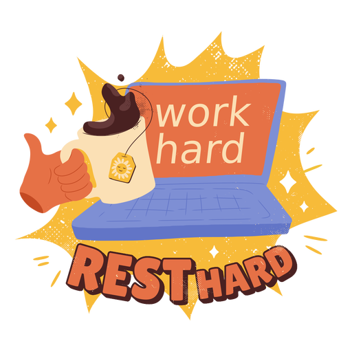 Rest hard badge flat PNG Design