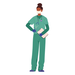 Nurse with mask semi flat