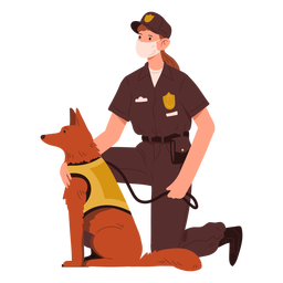 Officer with service dog semi flat PNG Design Transparent PNG