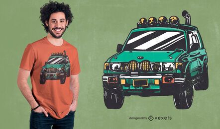Diseño de camiseta de coche verde todoterreno. Diseño de camiseta de coche verde todoterreno.