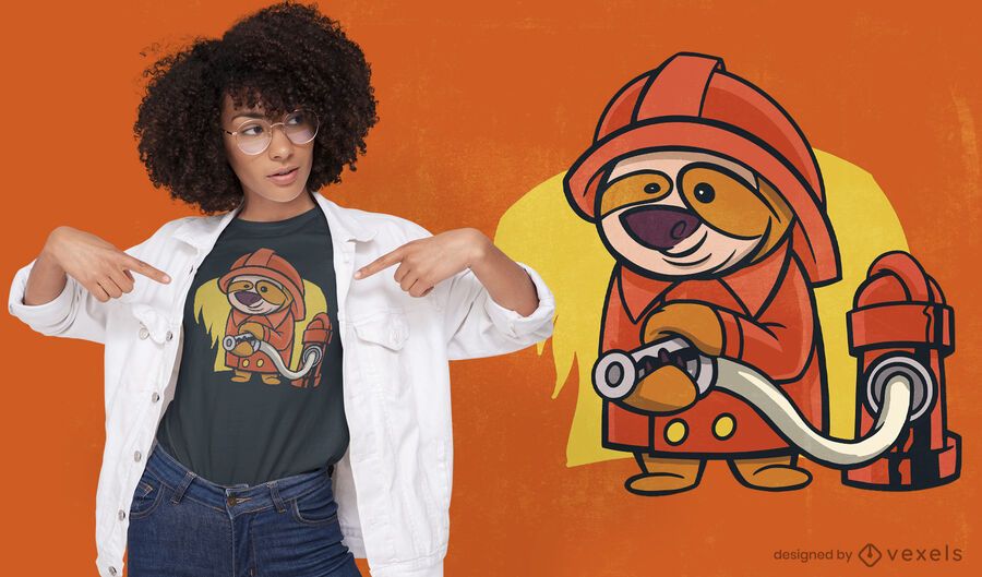 Diseño de camiseta de dibujos animados de bombero perezoso Diseño de camiseta de dibujos animados de bombero perezoso