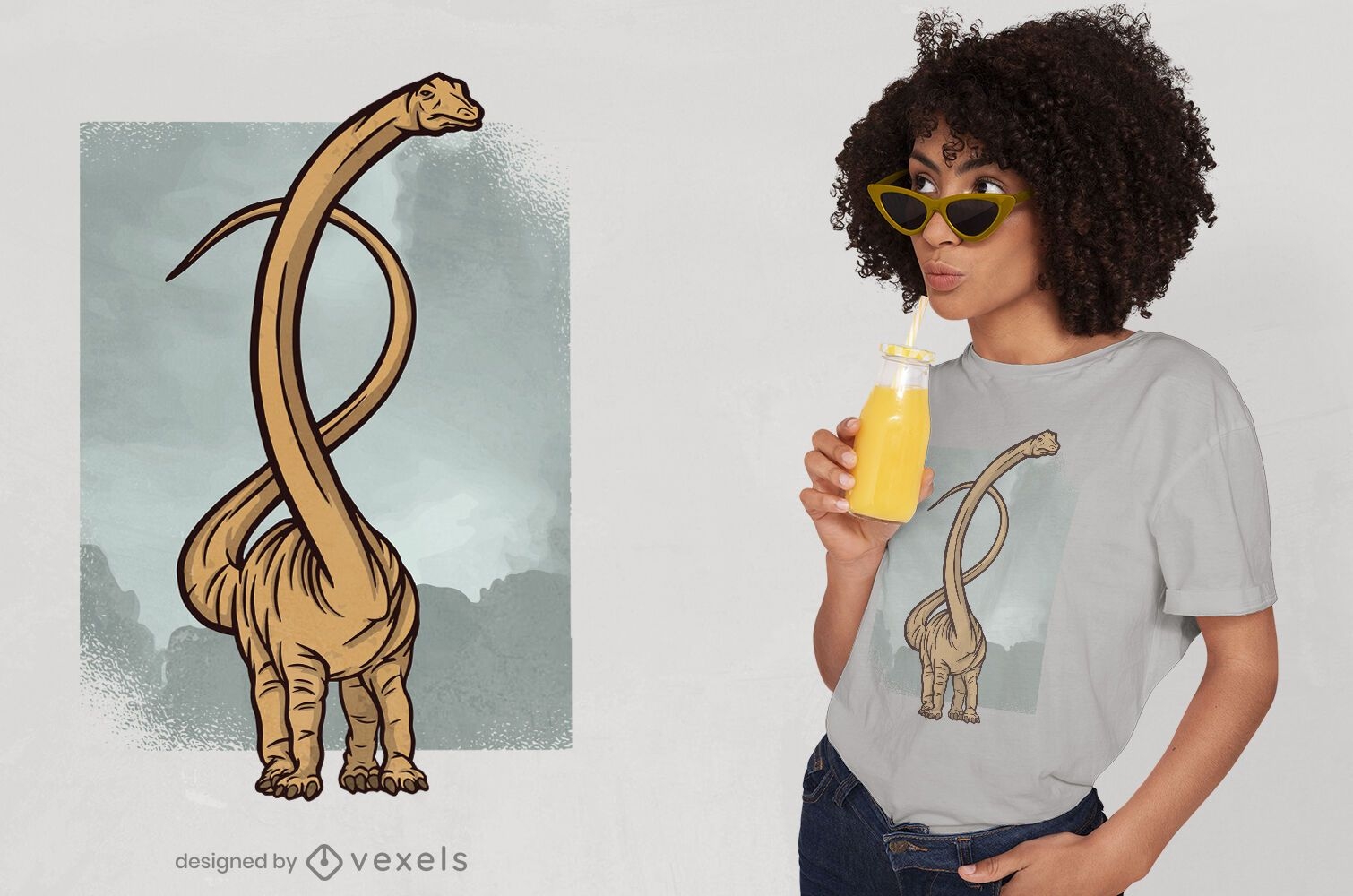 Dinosaurier langhalsiges T-Shirt Design