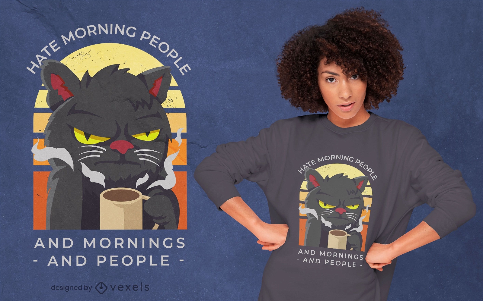 Moody Katze Morgen Kaffee T-Shirt Design