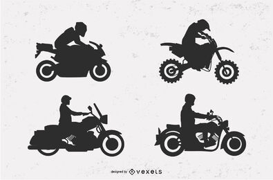 Conjunto de ilustración de silueta de motocicleta