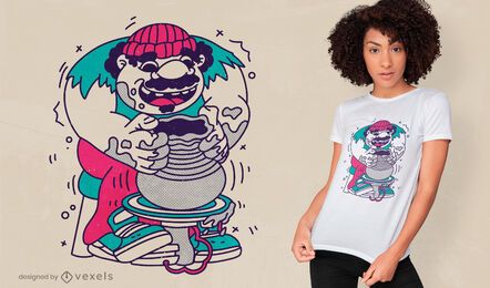 Potter haciendo diseño de camiseta de dibujos animados de arcilla Potter haciendo diseño de camiseta de dibujos animados de arcilla