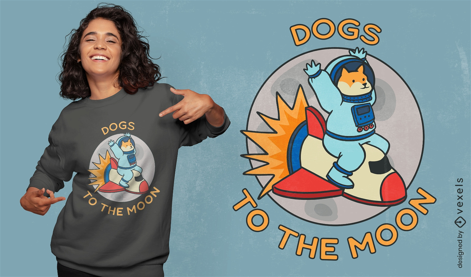 Design de camiseta de cachorro de astronauta cripto