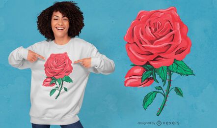 Rote Rose Illustration T-Shirt Design Rote Rose Illustration T-Shirt Design