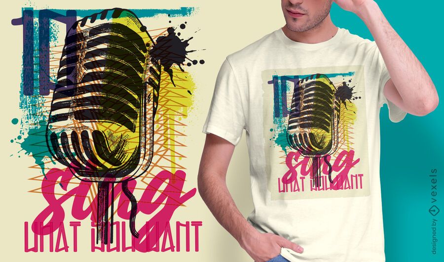 Diseño de camiseta de graffiti urbano de micrófono. Diseño de camiseta de graffiti urbano de micrófono.