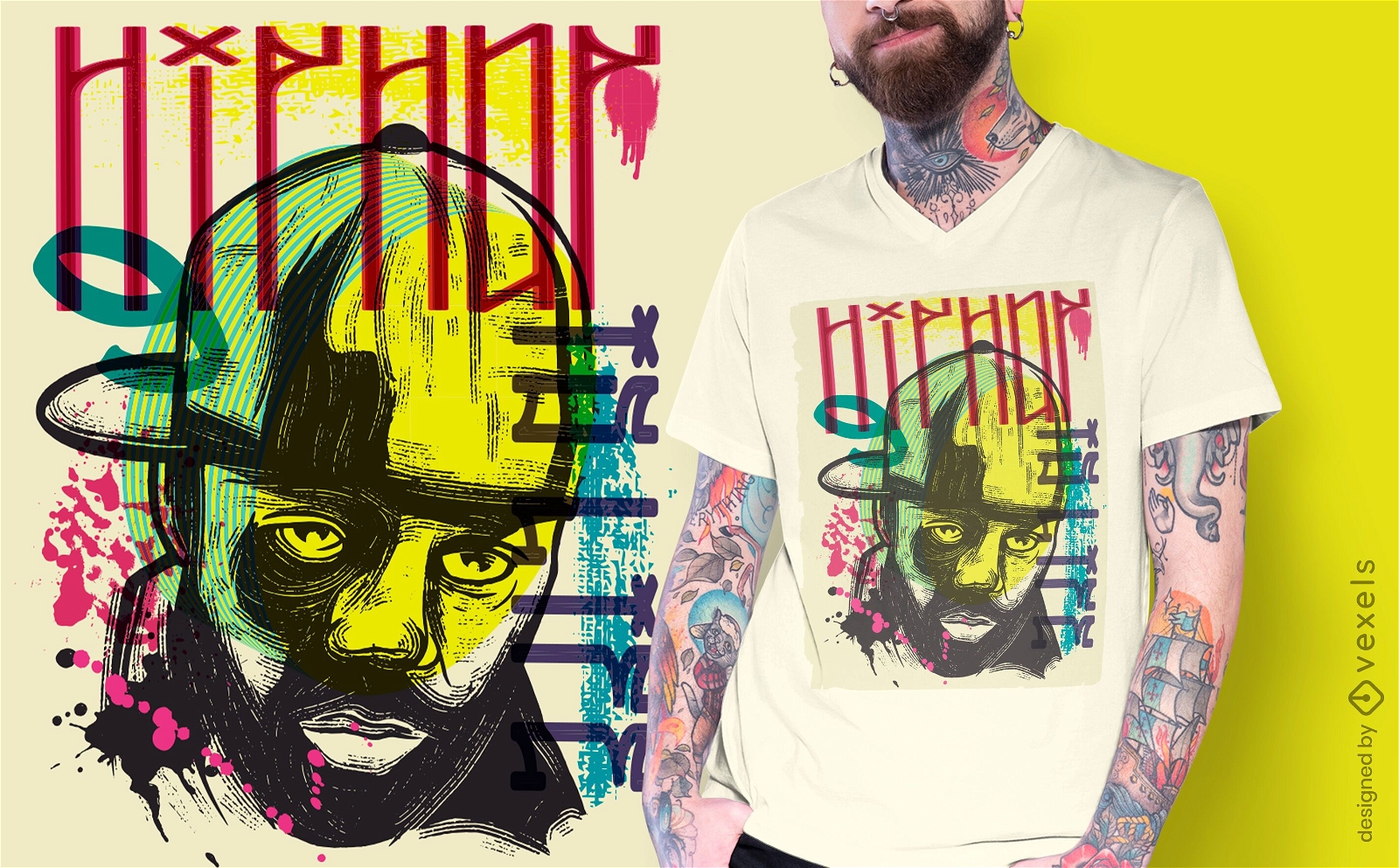 Design de t-shirt de grafite urbano de rapper