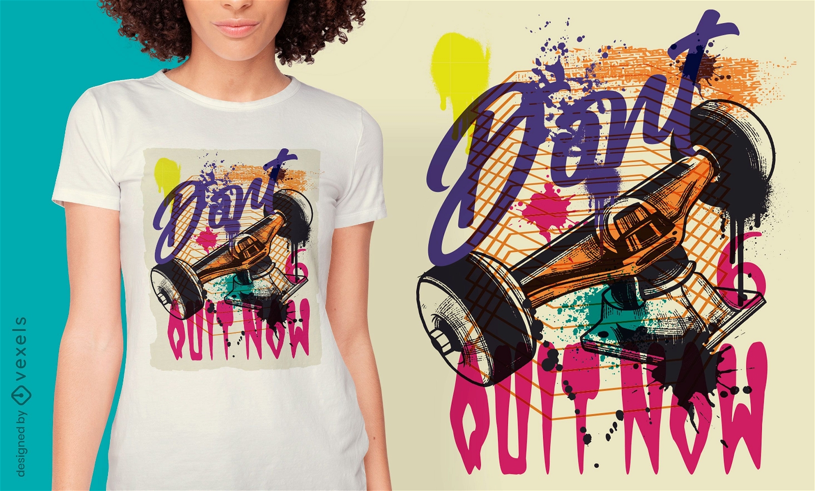 Diseño de camiseta de graffiti urbano de skate truck.