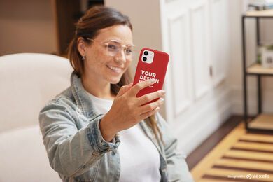 Mädchen Wohnzimmer Selfie Telefon Fall Modell