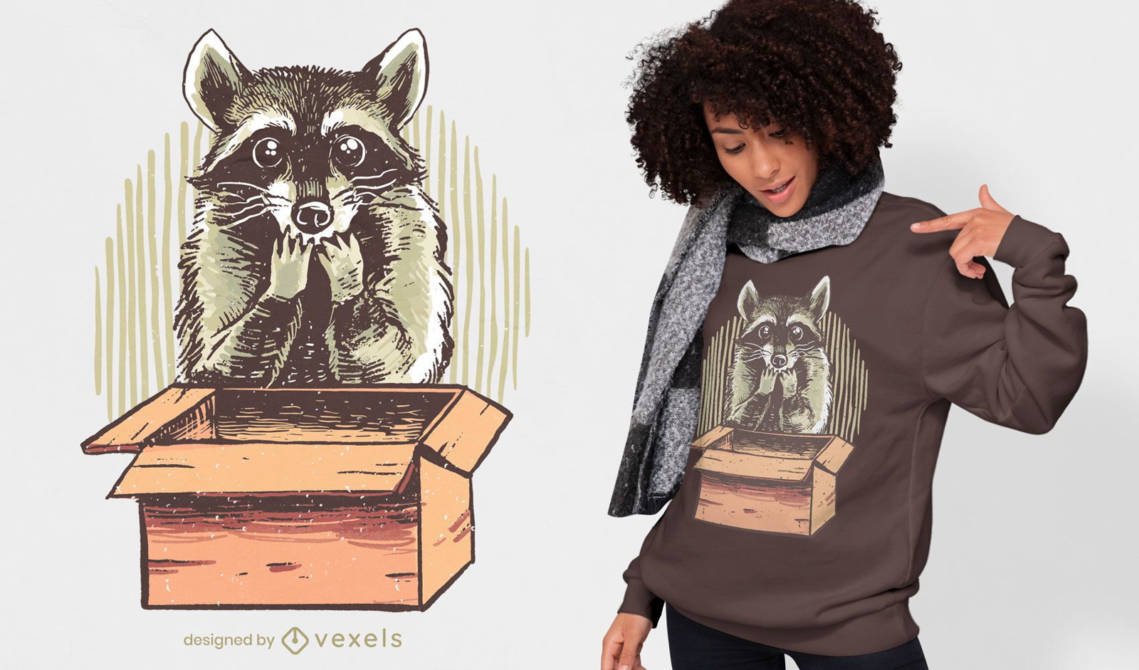 Waschbär mit Box-T-Shirt-Design