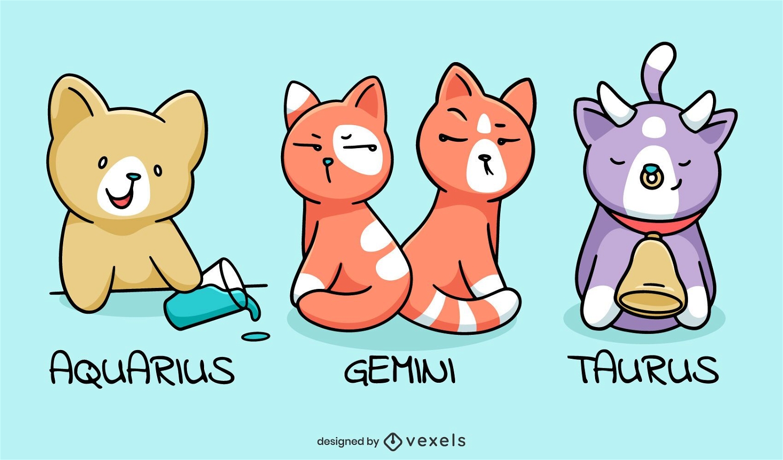 Conjunto de gatinhos do signo do zodíaco