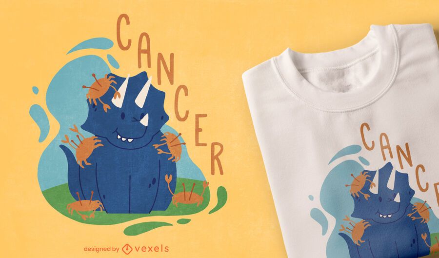 Diseño de camiseta de cáncer de signo del zodiaco de dinosaurio Diseño de camiseta de cáncer de signo del zodiaco de dinosaurio
